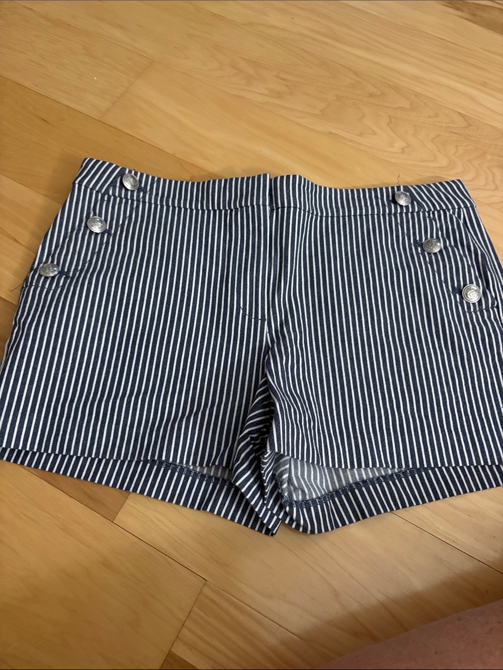 LOFT Navy and White Striped Shorts - Riviera short